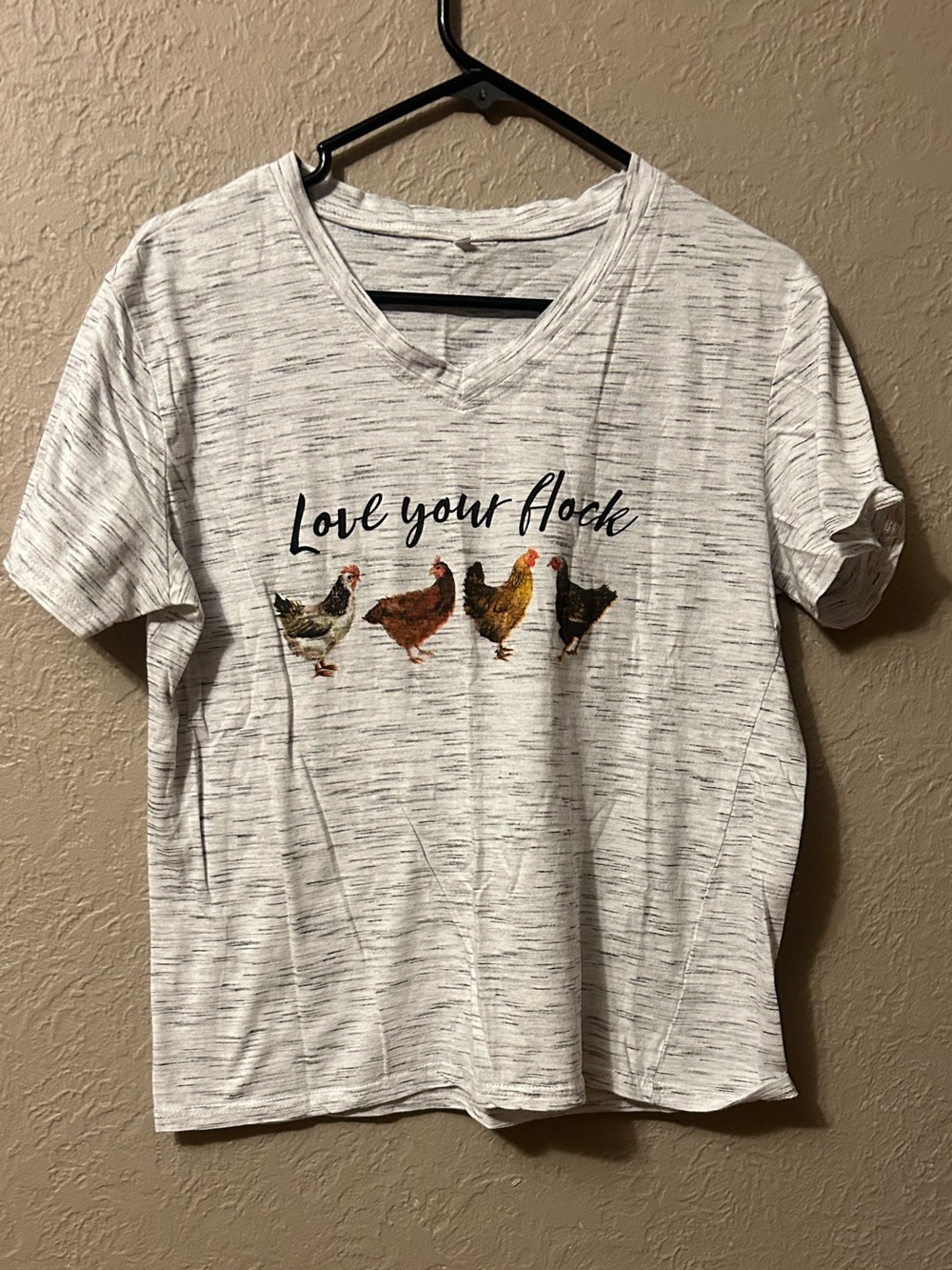 Love Your Flock V-Neck Graphic Tee - White